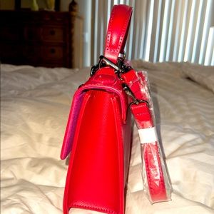 Badgley Mischka NWT vegan leather coral studded chain crossbody bag strap